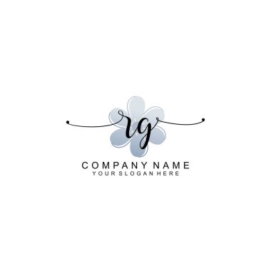 Zarif Çerçeve Elemanlarıyla Kadın El Yazısı RG logosu