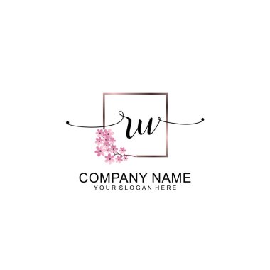 Zarif Çerçeve Elemanlarıyla Kadın El Yazısı RU Logosu