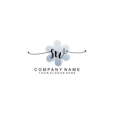 Zarif Çerçeve Elemanlarıyla Kadın El Yazısı SW Logosu