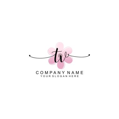 Zarif Çerçeve Elementleri ile Kadın El Yazısı TV Logosu