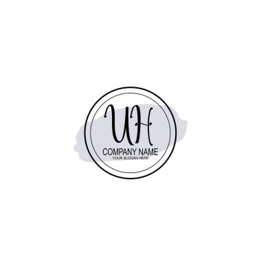 Çiçek ve Minimalist Dokunuşlu Zarif uh- el yazısı logosu