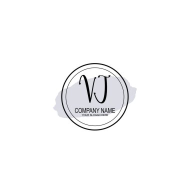 Çiçek ve Minimalist Dokunuşlu Zarif VJ El Yazısı Logosu