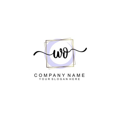 Zarif Çerçeve Elemanlarıyla Kadın El Yazısı WO Logosu