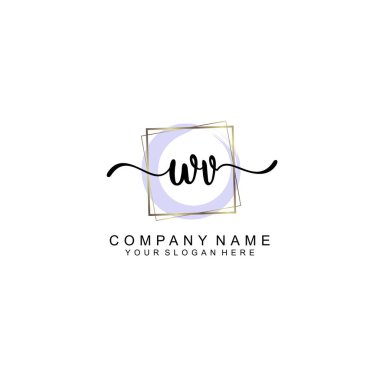 Zarif Çerçeve Elemanlarıyla Kadın El Yazısı WV Logosu