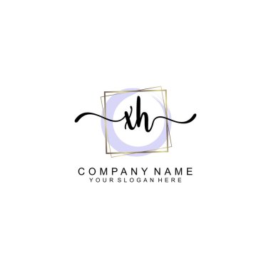 Zarif Çerçeve Elemanlarıyla Kadın El Yazısı XH Logosu