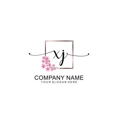 Zarif Çerçeve Elemanlarıyla Kadın El Yazısı XJ Logosu