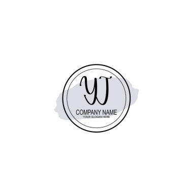 Çiçek ve Minimalist Dokunuşlu Zarif YJ El Yazısı Logosu