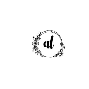 Zarif Çiçek Monogram Logosu AL El Yazısı Biçimi