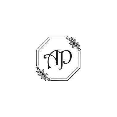 Klasik Çiçek Monogramı AP ve Zarif Çerçeve Tasarımı