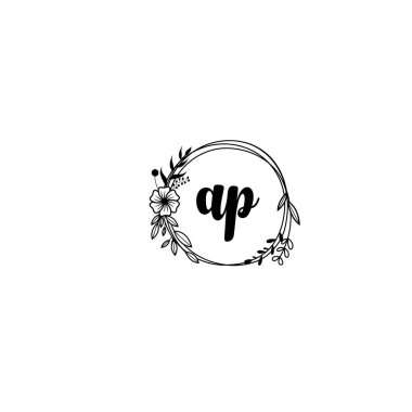 El Yazısı Biçimli Zarif Çiçek Monogram Logosu AP