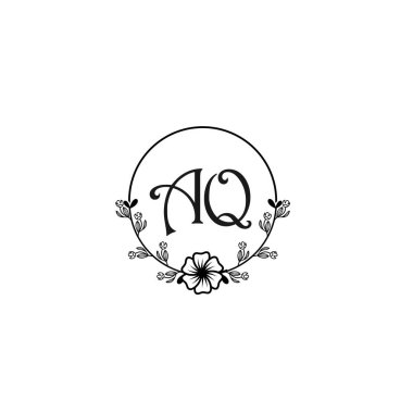 Düğün ve Güzellik Markası için Zarif El Q Çiçek Monogramı Logosu