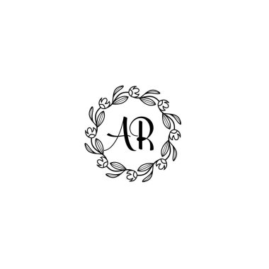 Zarif Çiçek Monogram Logosu AR El yazısı Biçimi