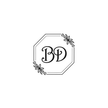 Klasik Çiçek Monogram BD Zarif Çerçeve Tasarımı