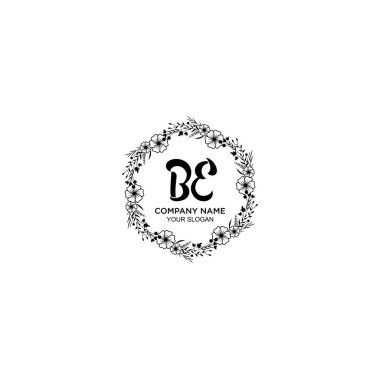 Klasik Çiçek Monogramı Şık Çerçeve Tasarımı ile BE