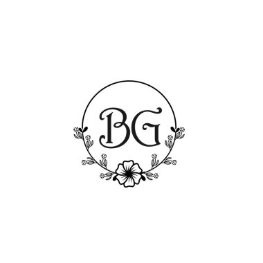 Şık BG Çiçekli Düğün ve Güzellik Markası Logosu