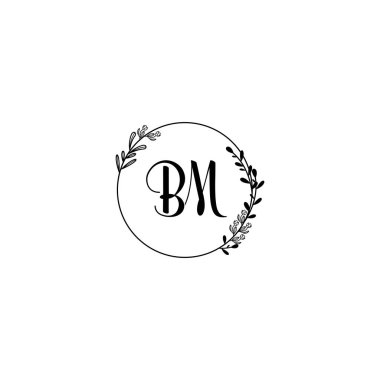 Şık BM Çiçekli Düğün ve Güzellik Markası Logosu