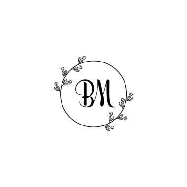 Şık BM Çiçekli Düğün ve Güzellik Markası Logosu