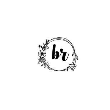 Zarif Çiçek Monogram Logosu El Yazısı BR