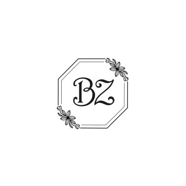 Klasik Çiçek Monogram BZ ve Zarif Çerçeve Tasarımı