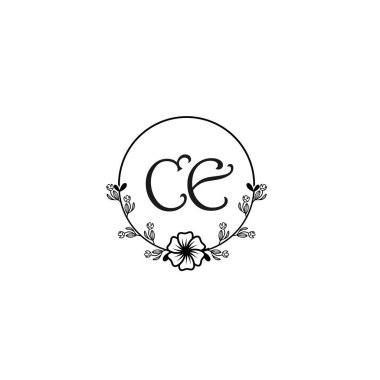Seçkin CE Çiçek Monogramı Düğün, Güzellik Markası Logosu
