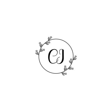 Düğün, Güzellik Markası Logosu Zarif CI Çiçek Monogramı