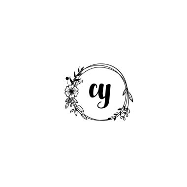 El Yazısı Biçimli Zarif Çiçek Monogramı Logosu