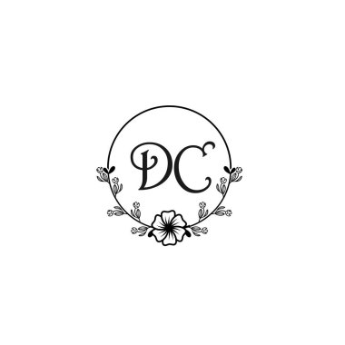 Şık DC Çiçek Düğün ve Güzellik Markası Logosu