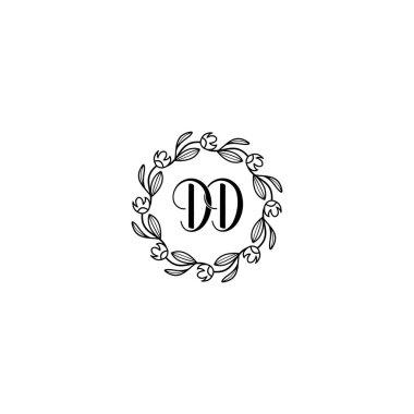 El yazısı Biçimli Zarif Çiçek Monogram DD Logosu