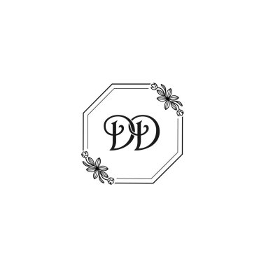 Klasik Floral Monogram DD ve Zarif Çerçeve Tasarımı