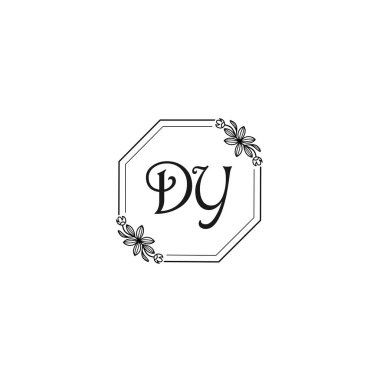 Klasik Çiçek Monogramı DDY ve Zarif Çerçeve Tasarımı