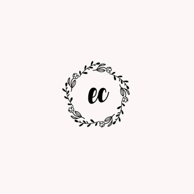 Zarif Çiçek Monogram Logosu AK 'nin el yazısı biçimi