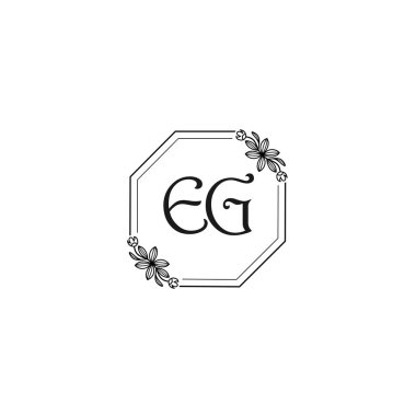 Klasik Çiçek Monogramı EG Zarif Çerçeve Tasarımı