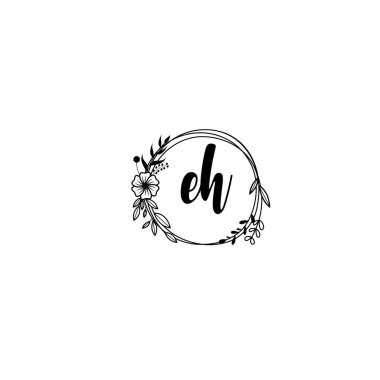 El Yazısı Biçimli Zarif Çiçek Monogramı EH
