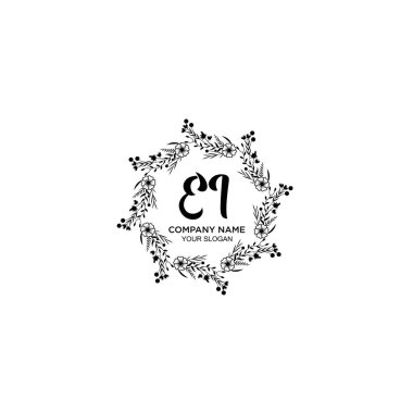 Klasik Çiçek Monogram El ve Zarif Çerçeve Tasarımı