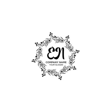 Klasik Çiçek Monogramı EN ve Zarif Çerçeve Tasarımı