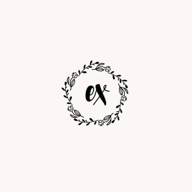 Zarif Çiçek Monogram Logosu El Yazısı Biçimi