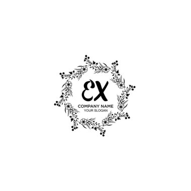 Klasik Çiçek Monogramı: Zarif Çerçeve Tasarımı EX