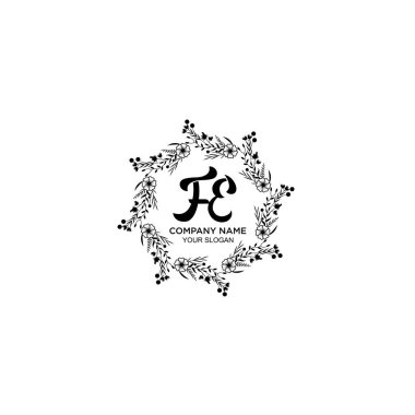 Klasik Çiçek Monogramı FE ve Zarif Çerçeve Tasarımı