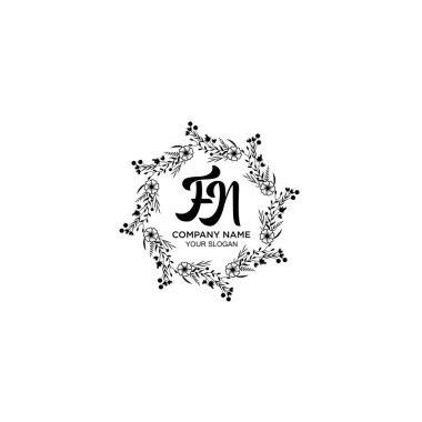 Klasik Floral Monogram FN ve Zarif Çerçeve Tasarımı