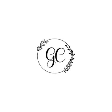 Düğün, Güzellik Markası Logosu için zarif GC Çiçek Monogramı