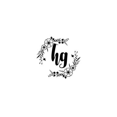 El Yazısı Biçimli Zarif Çiçek Monogram Logosu HG