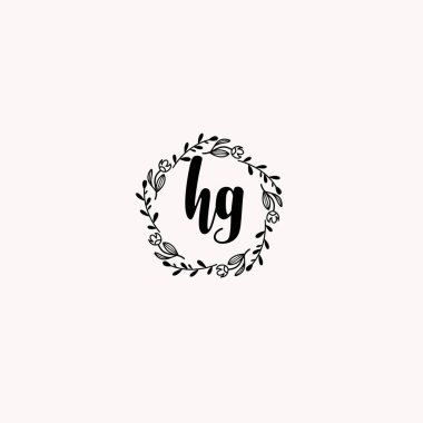 El Yazısı Biçimli Zarif Çiçek Monogram Logosu HG