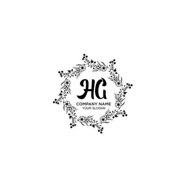 Klasik Floral Monogram HG ve Zarif Çerçeve Tasarımı