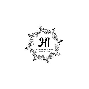 Klasik Çiçek Monogram HI ve Zarif Çerçeve Tasarımı