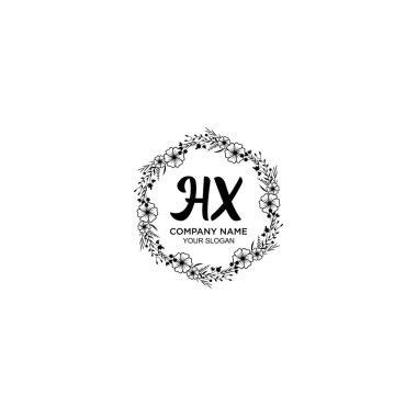 Klasik Çiçek Monogram HX ve Zarif Çerçeve Tasarımı