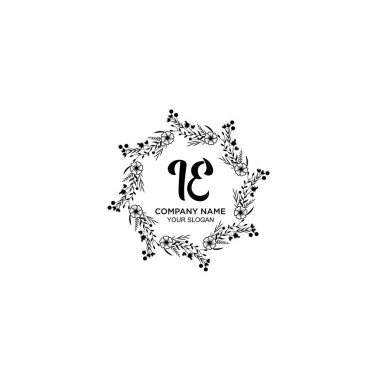 Klasik Çiçek Monogramı IE Zarif Çerçeve Tasarımı