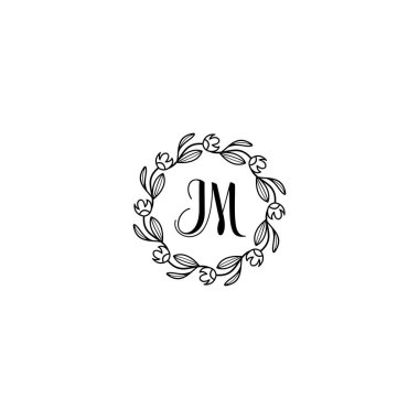 Zarif Çiçek Monogram Logosu IM El Yazısı Biçimi