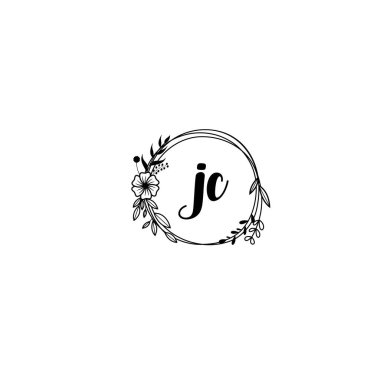 El Yazısı Biçimli Zarif Çiçek Monogram Logosu JC
