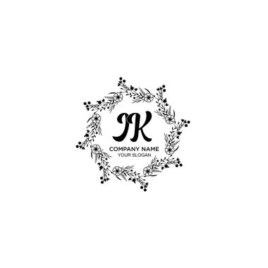 Klasik Floral Monogram JK Zarif Çerçeve Tasarımı