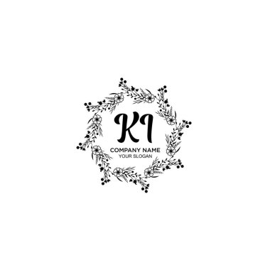 Klasik Çiçek Monogram KI ve Zarif Çerçeve Tasarımı